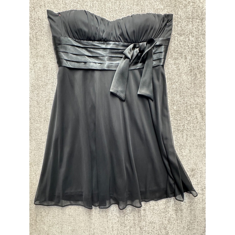 Jump Apparel Strapless Cocktail Dress Bow Accent Black Size 14 USA Made